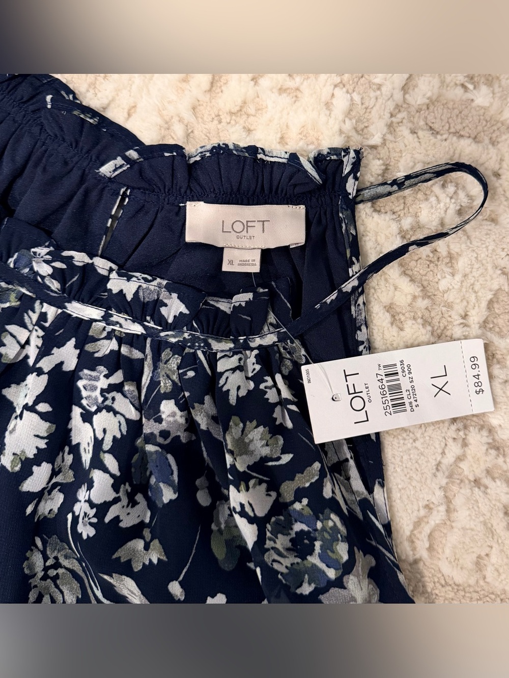 LOFT Navy and Cream Floral Halter Maxi Dress - Picture 4 of 5